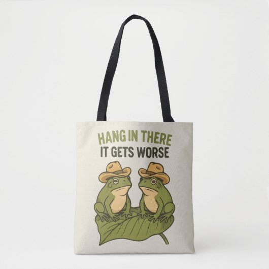 Hou vol het wordt erger grappige kikker tote bag (Voorkant)