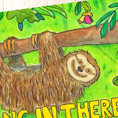 Hou vol - Luiaard wenskaart van N. Janes Kaart