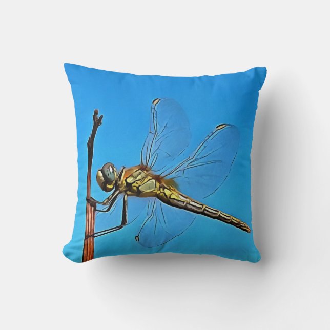 Hou vol met artistieke dragonfly tegen Cerulean Bl Kussen (Voorkant)