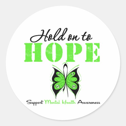 Hou vol met Hope Mental Health Awareness Ronde Sticker (Voorkant)