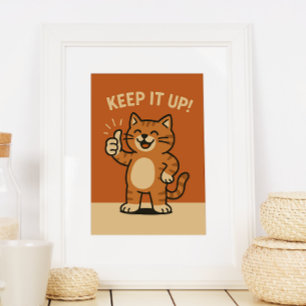 Hou vol! Motivatie Schattigee Retro Cartoon Cat Poster
