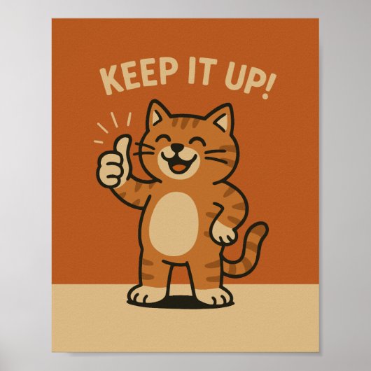 Hou vol! Motivatie Schattigee Retro Cartoon Cat Poster (Voorkant)