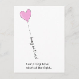 Hou vol! - Overwin Covid -  Roze ballon Briefkaart