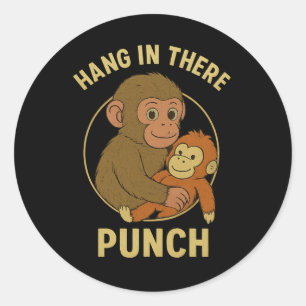Hou Vol Punch – Aap aan liaan zwaaiend Ronde Sticker