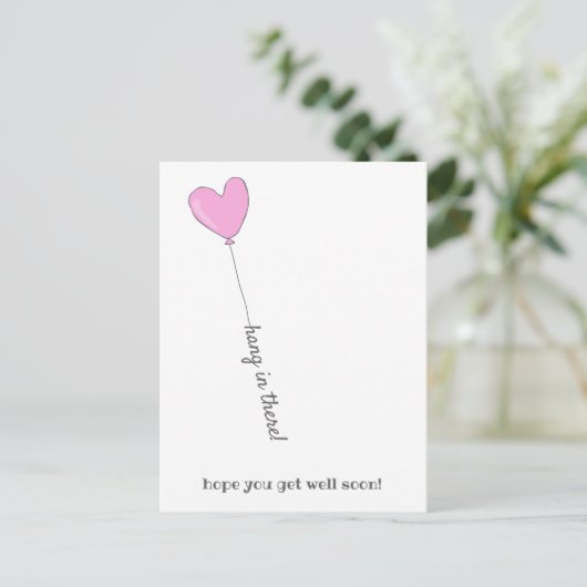 Hou vol! - Roze ballon - Beterschap Briefkaart (Staand voorkant)