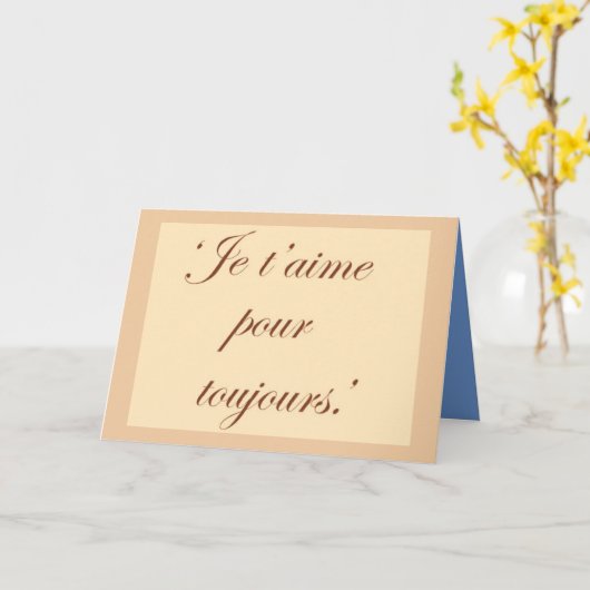 Hou voor altijd van je in het Frans Taal lichtroze Kaart (Gele Bloem)