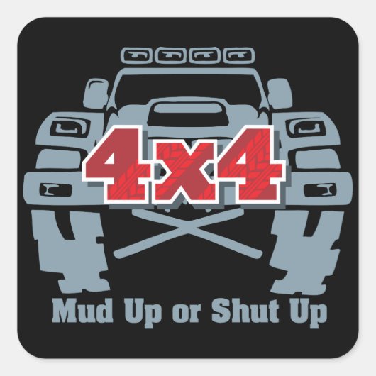 Houd 4x4 uit de weg gedempt of sluit vierkante sticker (Voorkant)