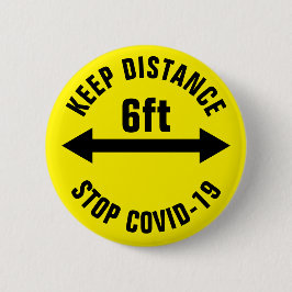 Houd afstand 6 ft Help stoppen met het Covid19 Cor Ronde Button 5,7 Cm
