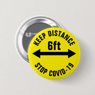 Houd afstand 6 ft Help stoppen met het Covid19 Cor Ronde Button 5,7 Cm