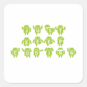 Houd alleen Codering (Bug Droid Letters Font) Vierkante Sticker