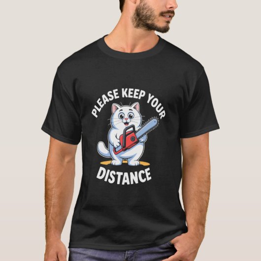 Houd AUB Afstand Grappige Kat T-shirt (Voorkant)