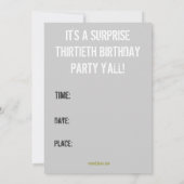 HOUD CALM 30th Birthday Party Invitation (Donker) Kaart (Achterkant)