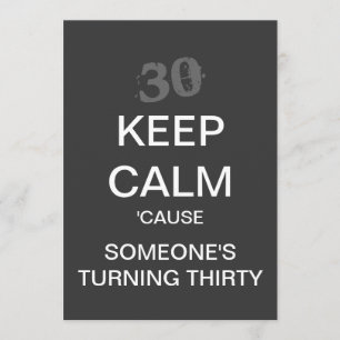 HOUD CALM 30th Birthday Party Invitation (Donker) Kaart