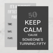 HOUD CALM 50th Birthday Party Invitation (Donker) Kaart (Voorkant / Achterkant)