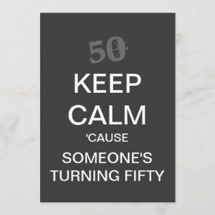HOUD CALM 50th Birthday Party Invitation (Donker) Kaart