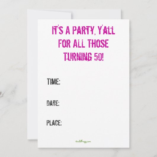 HOUD CALM 50th Birthday Party Uitnodiging (Achterkant)