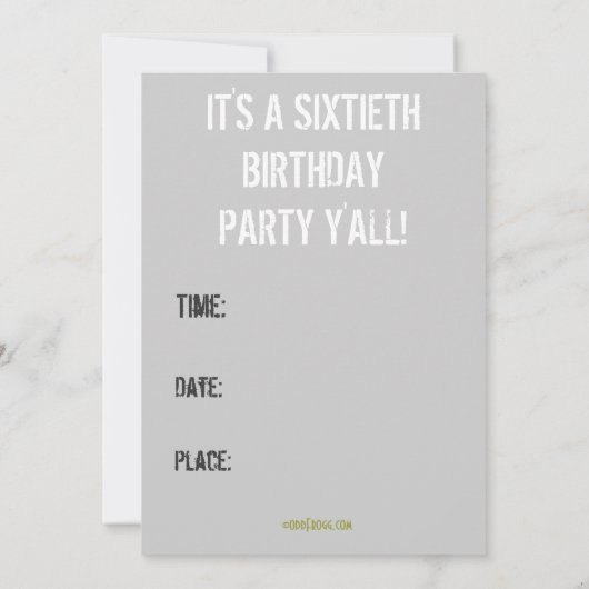 HOUD CALM 60TH Birthday PARTY INVITE Kaart (Achterkant)