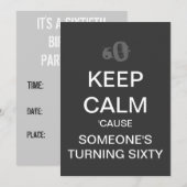 HOUD CALM 60TH Birthday PARTY INVITE Kaart (Voorkant / Achterkant)