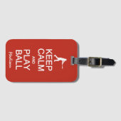 Houd Calm Baseball op aangepaste naam en kleur Bagagelabel (Voorkant (horizontaal))