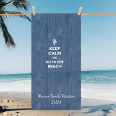Houd Calm Beach Shell Blauw Hout Naam Strandlaken