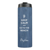 Houd Calm Beach Shell Blauw Houten Naam Therm Tumb Thermosbeker (Voorkant)