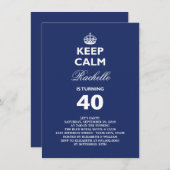 Houd Calm Blue Grappige Milestone 40e Verjaardagsf Kaart (Voorkant / Achterkant)