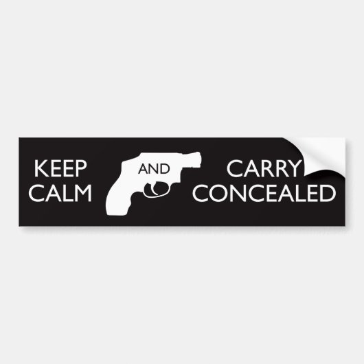 Houd Calm Carry Concealed Black/White Bumpersticker (Voorkant)
