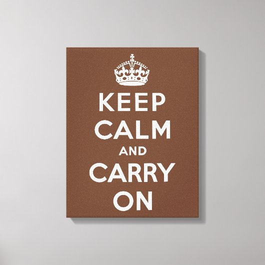 Houd Calm Chocolade en Wit Canvas Afdruk (Voorkant)