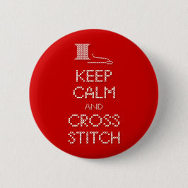 Houd Calm Cross Stitch Button