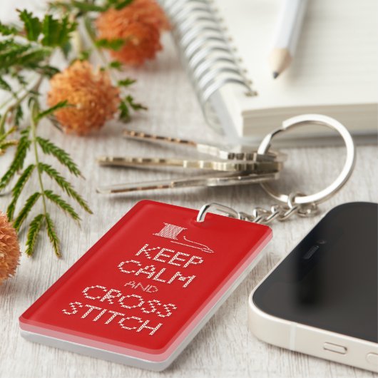 Houd Calm Cross Stitch Sleutelhanger (Voorkant Rechts)