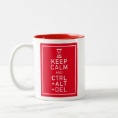 Houd Calm & CTRL + ALT + DEL Funny Programmer Cade Tweekleurige Koffiemok (Links)