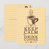 Houd Calm Drink Coffee gele vierkantsachtergrond Briefkaart (Voorkant / Achterkant)