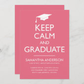 Houd Calm en Afstuderen Uitnodiging - Roze (Voorkant / Achterkant)