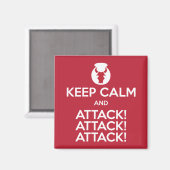 Houd Calm en Attack3x 2-inch vierkante magneet (Voorkant / Achterkant)