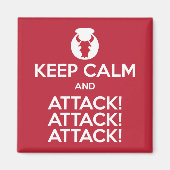 Houd Calm en Attack3x 2-inch vierkante magneet (Voorkant)