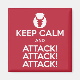 Houd Calm en Attack3x 2-inch vierkante magneet
