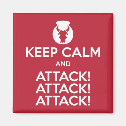 Houd Calm en Attack3x 2-inch vierkante magneet (Voorkant)