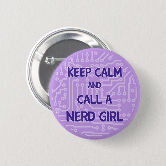 Houd Calm en bel een Nerd Girl Button (Voorkant /achterkant)