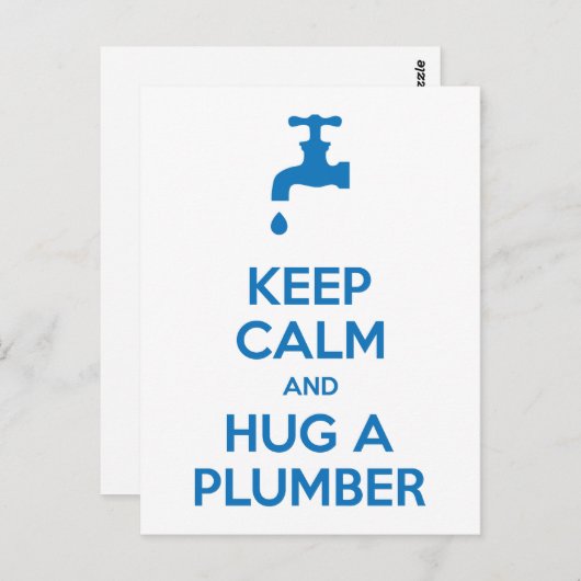 Houd Calm en beug een Plumber Briefkaart (het Embl (Voorkant / Achterkant)