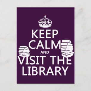 Houd Calm en bezoek de bibliotheek - in om het eve Briefkaart