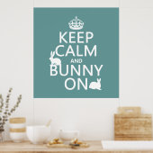 Houd Calm en Bunny aan - alle kleuren Poster (Keuken)
