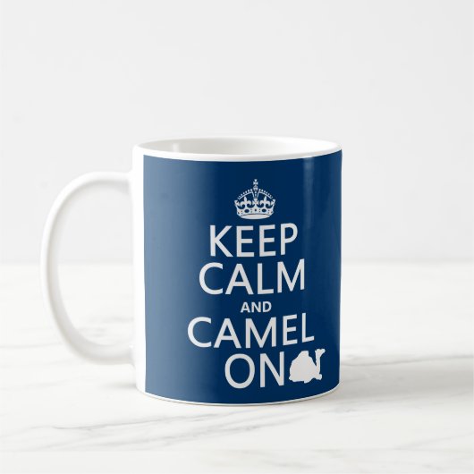 Houd Calm en Camel aan (alle kleuren) Koffiemok (Links)