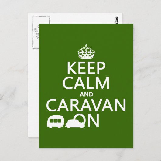 Houd Calm en Caravan aan (aanpasbare kleuren) Briefkaart (Voorkant / Achterkant)