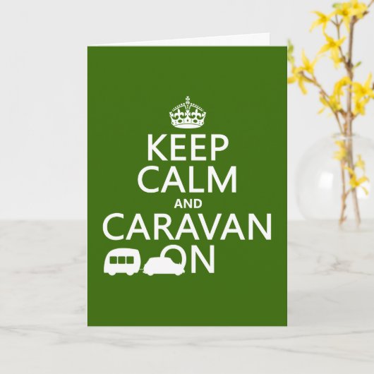 Houd Calm en Caravan aan (aanpasbare kleuren) Kaart (Gele Bloem)