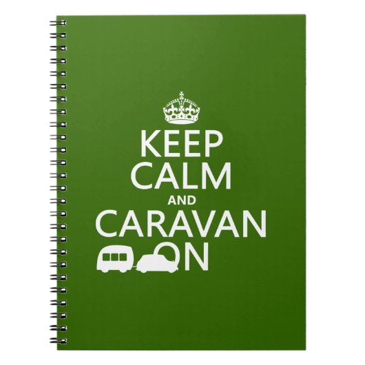 Houd Calm en Caravan aan (aanpasbare kleuren) Notitieboek (Voorkant)