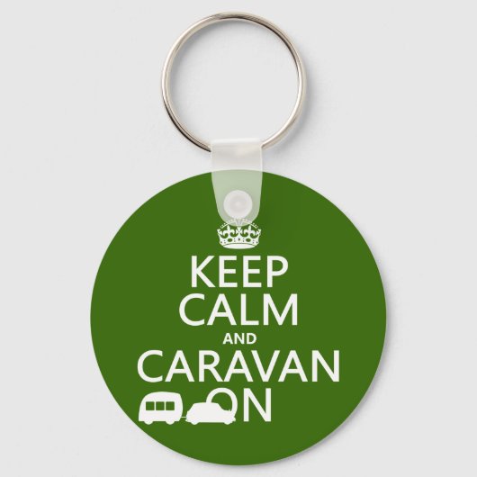 Houd Calm en Caravan aan (aanpasbare kleuren) Sleutelhanger (Voorkant)