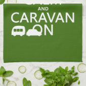Houd Calm en Caravan aan (aanpasbare kleuren) Theedoek (Gevouwen)