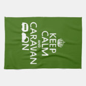 Houd Calm en Caravan aan (aanpasbare kleuren) Theedoek (Horizontaal)