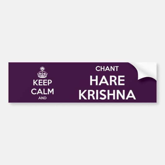 Houd Calm en Chant Hare Krishna Bumpersticker (Voorkant)