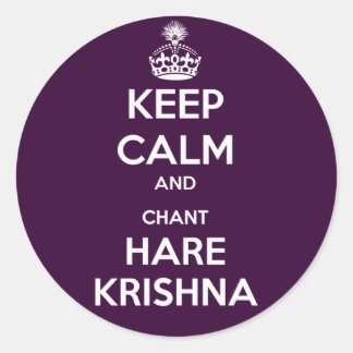 Houd Calm en Chant Hare Krishna Ronde Sticker
